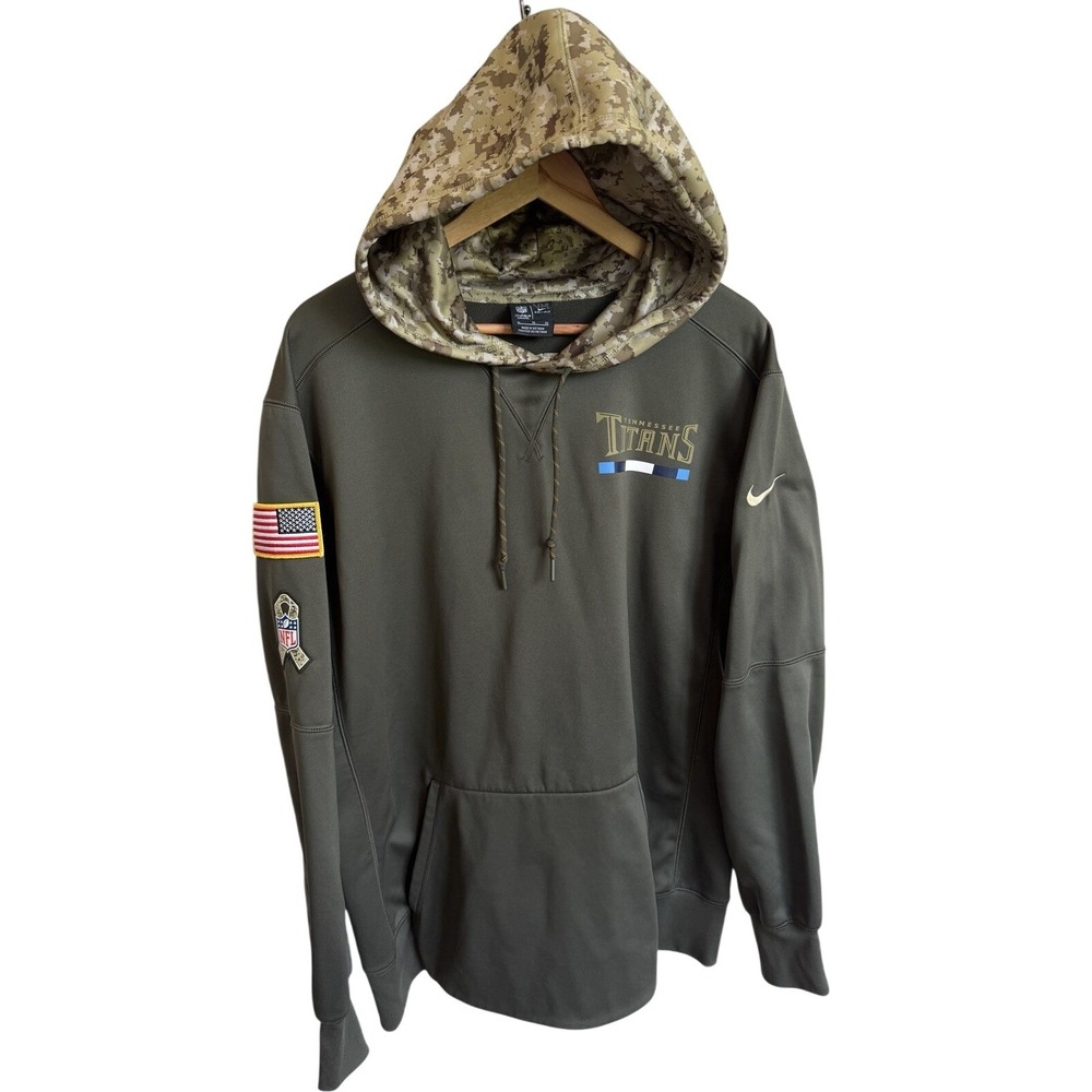 Nike Tennessee Titans Camo Military Hooded Sweatshirt Mens XL USA Patch